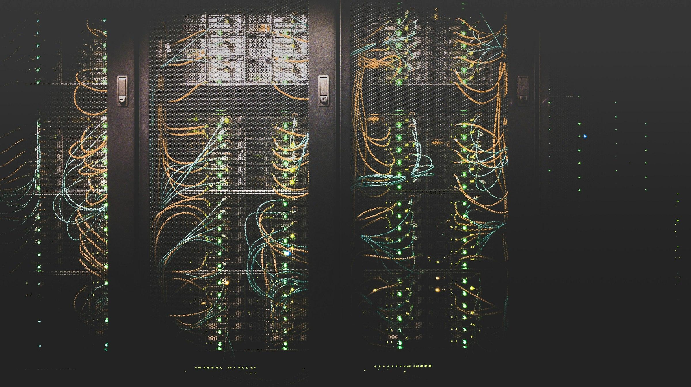 Server room corridor of disconnected systems